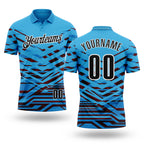 Custom Sky Blue Black-White Abstract Geometric Performance Polo Shirt