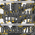 Custom Black Yellow-White Abstract Geometric Performance Polo Shirt photo 5