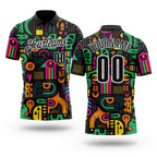 Custom Black-White Tribal Geometric Performance Polo Shirt
