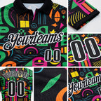 Custom Black-White Tribal Geometric Performance Polo Shirt detail