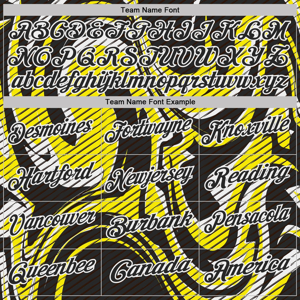 Custom Black Light Yellow-White Abstract Line Graffiti Performance Polo Shirt photo 3