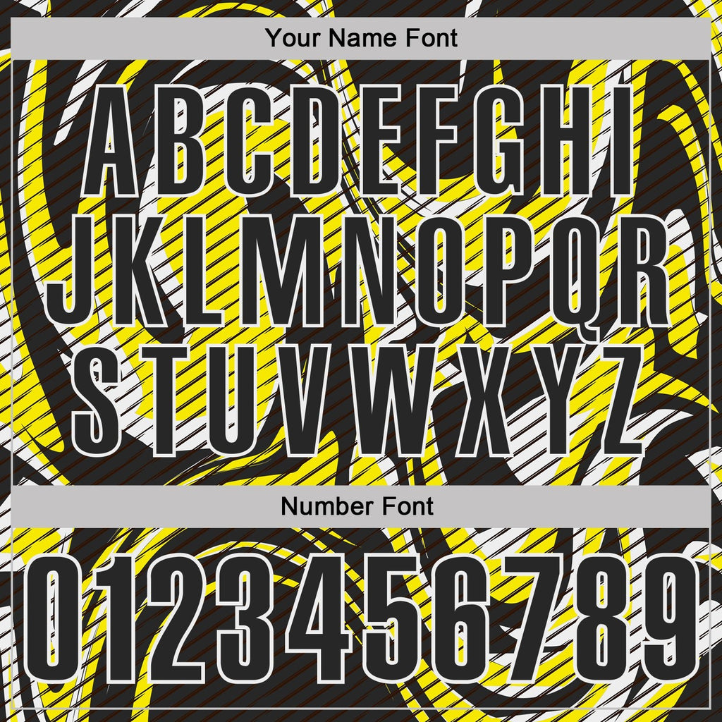 Custom Black Light Yellow-White Abstract Line Graffiti Performance Polo Shirt photo 4