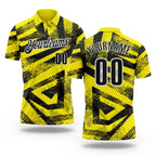 Custom Light Yellow Black-White Abstract Geometric Performance Polo Shirt