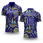 Custom Dark Purple Green Yellow-White Abstract Geometric Performance Polo Shirt