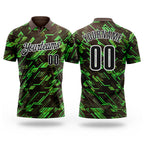Custom Brown Black Green-White Tech Geometric Performance Polo Shirt
