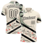 Custom Cream Olive Pink-Black Abstract Geometric Performance Polo Shirt photo 1