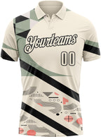 Custom Cream Olive Pink-Black Abstract Geometric Performance Polo Shirt photo 2