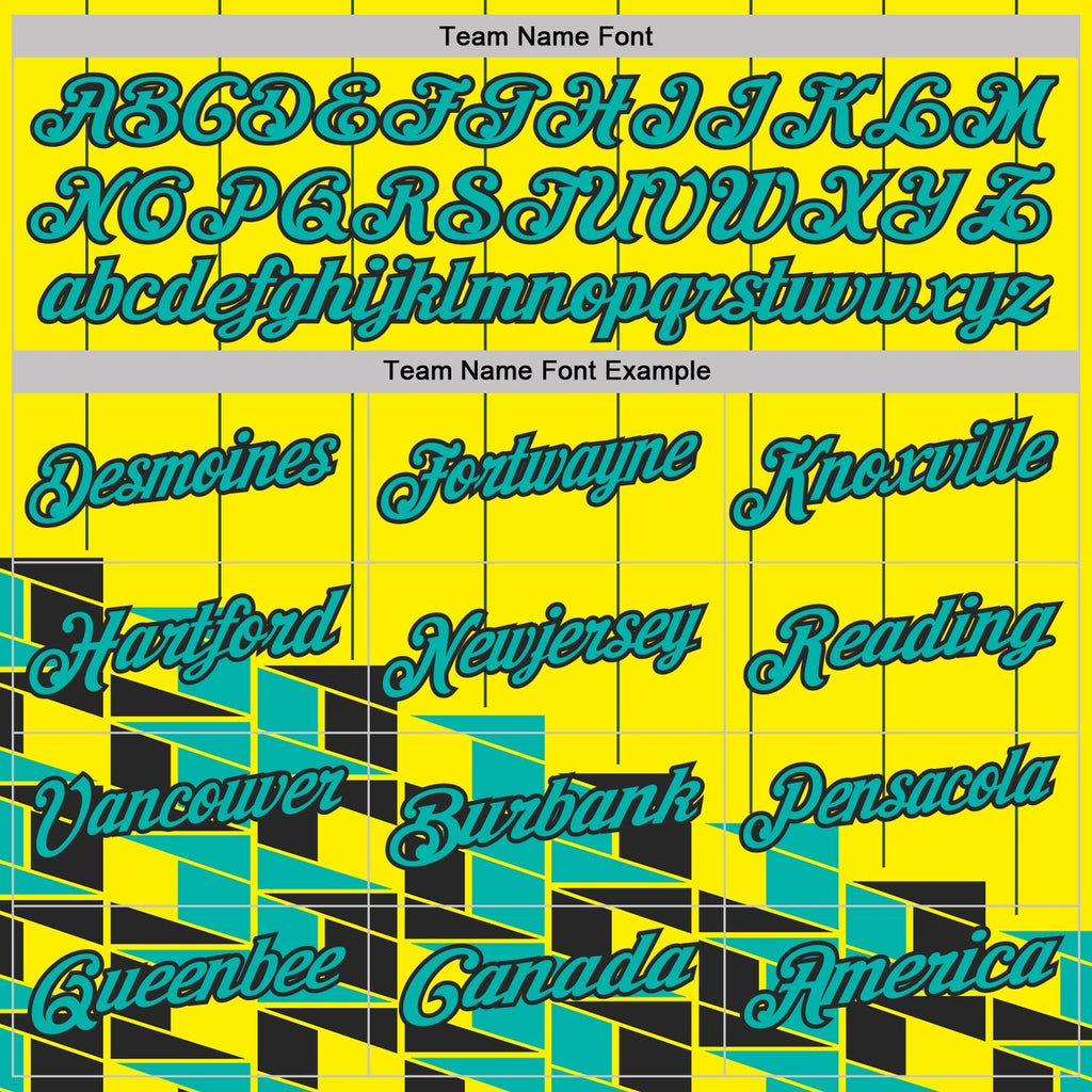 Custom Light Yellow Aqua-Black Geometric Grid & Stripe Performance Polo Shirt photo 2