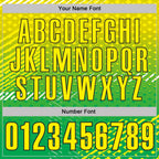 Custom Light Yellow Aurora Green-Black Gradient Geometric Grid & Stripe Performance Polo Shirt photo 3