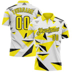 Custom White Light Yellow-Black Geometric Triangle Performance Polo Shirt photo 1