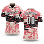 Custom Pink White-Black Abstract Geometric Graffiti Performance Polo Shirt