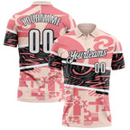 Custom Pink White-Black Abstract Geometric Graffiti Performance Polo Shirt photo 1