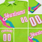 Custom Neon Green White-Pink Neon Geometric Performance Polo Shirt detail