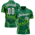 Custom Kelly Green White-Green Geometric Line Performance Polo Shirt photo 1
