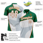 Custom White Kelly Green-Texas Orange Geometric Curved Line Performance Polo Shirt photo 3