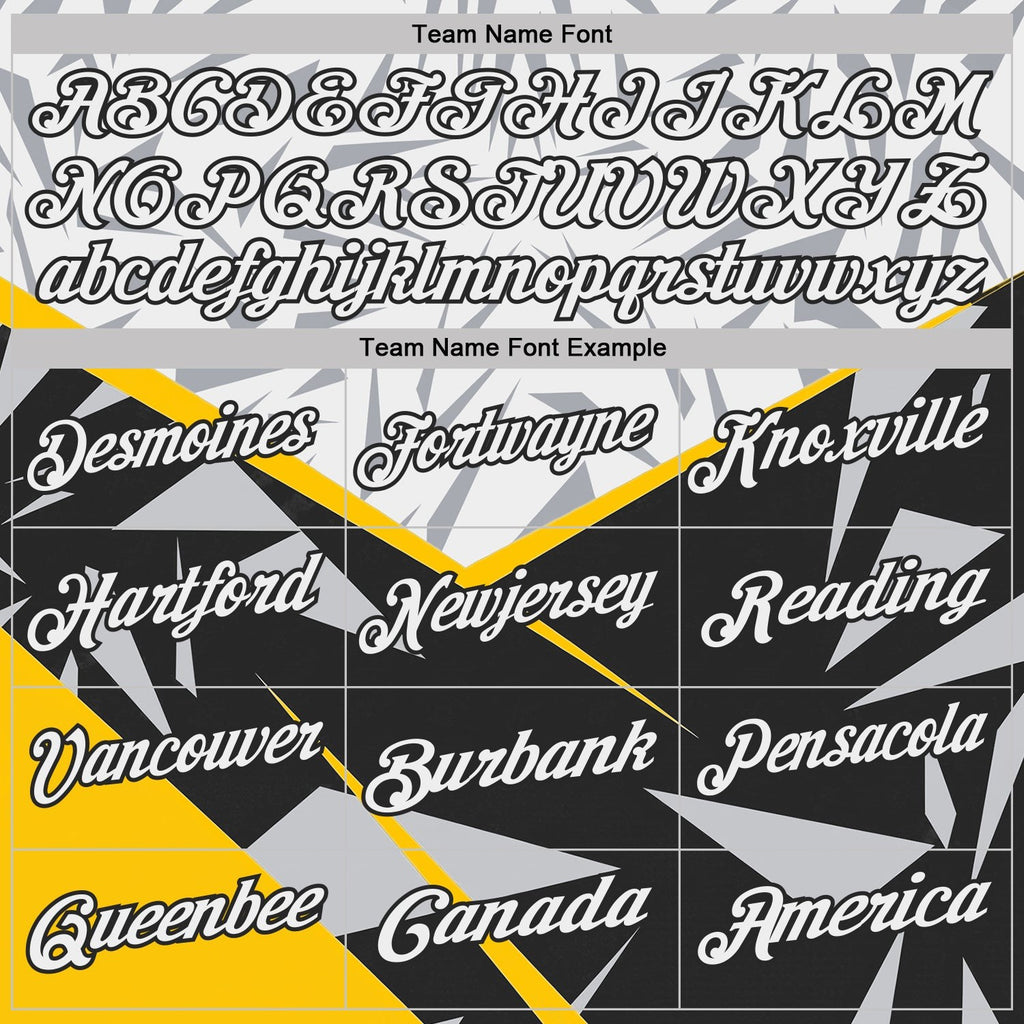 Custom White Black-Yellow Abstract Geometric Performance Polo Shirt photo 3