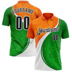 Custom Orange Black Green-White Abstract Geometric Performance Polo Shirt photo 1