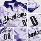Custom Dark Purple Black-White Abstract Geometric Performance Polo Shirt detail