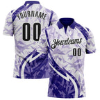 Custom Dark Purple Black-White Abstract Geometric Performance Polo Shirt photo 1