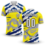 Custom Light Yellow White Blue Gray-Black Abstract Geometric Performance Polo Shirt