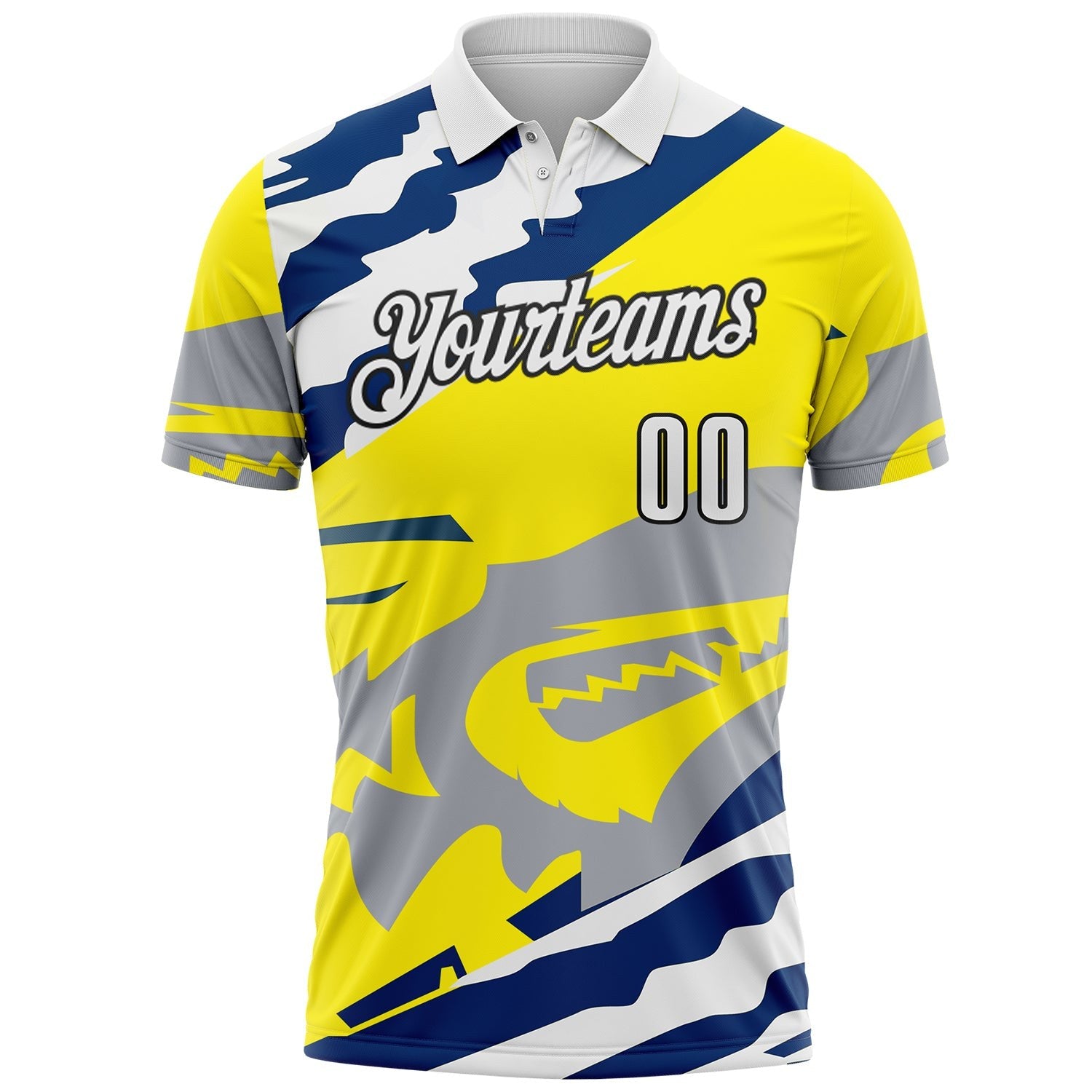 Custom Light Yellow White Blue Gray-Black Abstract Geometric Performance Polo Shirt photo 2