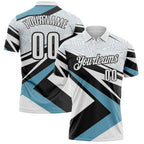 Custom White Shadow Blue-Black Geometric Lines Performance Polo Shirt photo 1
