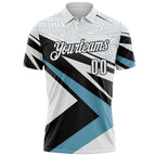 Custom White Shadow Blue-Black Geometric Lines Performance Polo Shirt photo 2