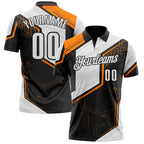Custom Black White-Bay Orange Tech Geometric Performance Polo Shirt photo 1