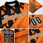 Custom Black Bay Orange-White Gradient Geometric Performance Polo Shirt detail