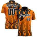 Custom Black Bay Orange-White Gradient Geometric Performance Polo Shirt photo 1