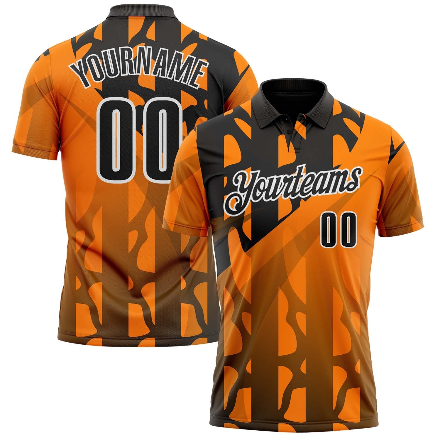 Custom Black Bay Orange-White Gradient Geometric Performance Polo Shirt photo 1