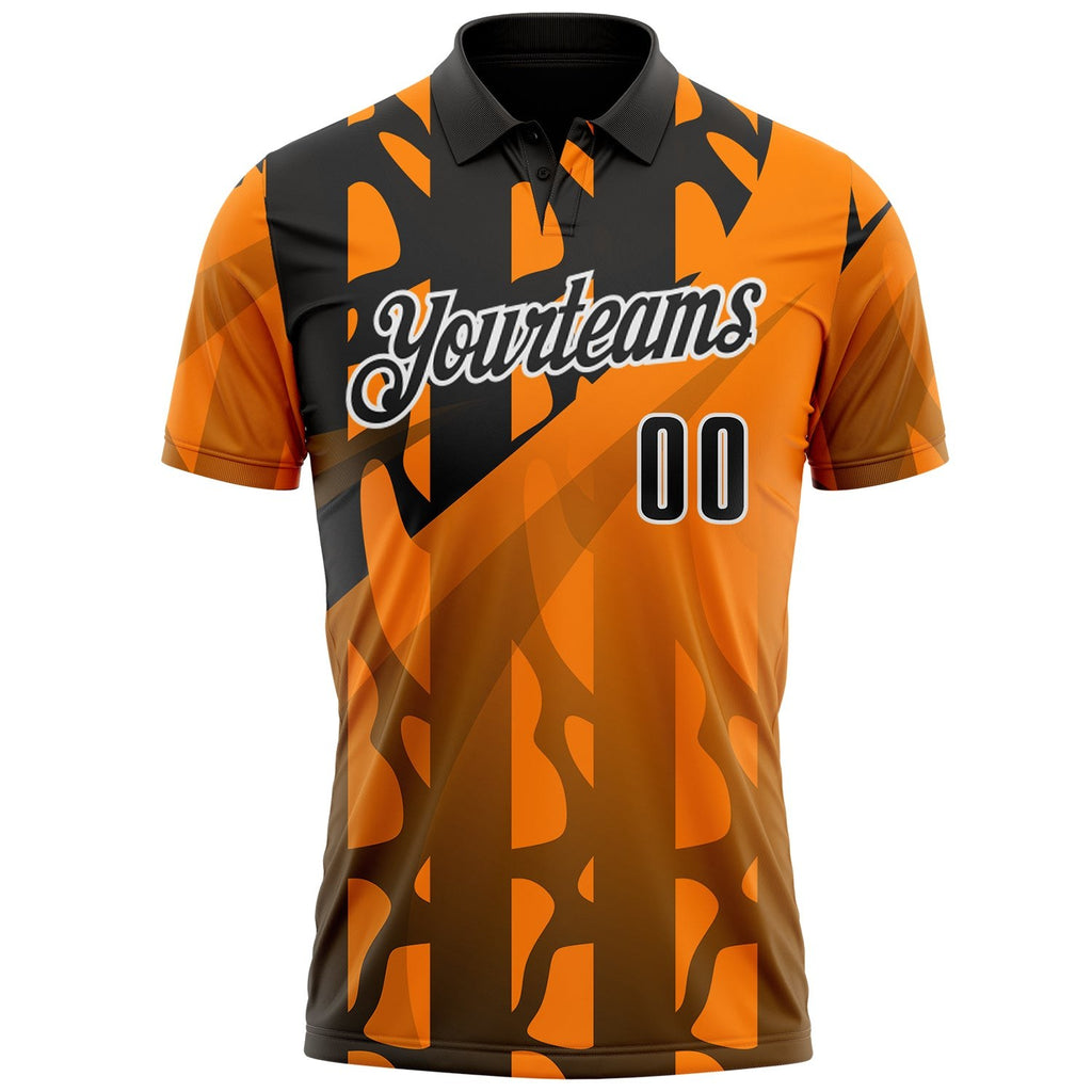 Custom Black Bay Orange-White Gradient Geometric Performance Polo Shirt photo 2