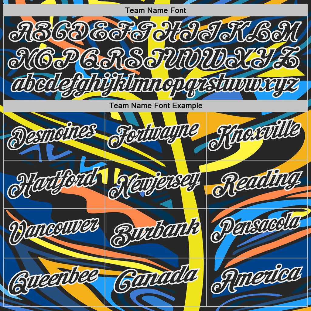 Custom Black Yellow Blue Orange-White Abstract Geometric Graffiti Performance Polo Shirt photo 3
