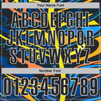 Custom Black Yellow Blue Orange-White Abstract Geometric Graffiti Performance Polo Shirt photo 4