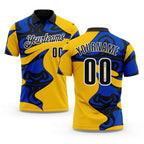 Custom Yellow Black Thunder Blue-White Abstract Geometric Performance Polo Shirt