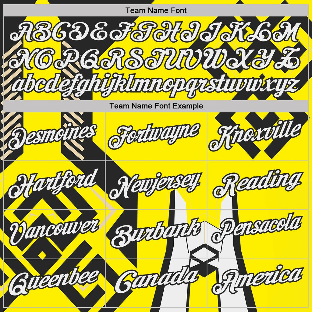 Custom Light Yellow White-Black Tribal Geometric Performance Polo Shirt photo 3