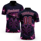Custom Black Burgundy-Light Purple Darts Eagle Fire Dartboard Performance Polo Shirt