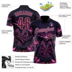 Custom Black Burgundy-Light Purple Darts Eagle Fire Dartboard Performance Polo Shirt photo 3