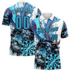 Custom White Sky Blue-Black Darts Bull Dartboard Performance Polo Shirt photo 1