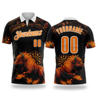 Custom Black Bay Orange-White Darts Bull Dartboard Performance Polo Shirt