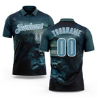 Custom Blue Shadow Blue-White Darts Crocodile Dartboard Performance Polo Shirt