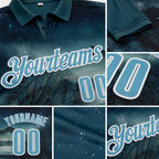 Custom Blue Shadow Blue-White Darts Crocodile Dartboard Performance Polo Shirt detail