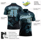 Custom Blue Shadow Blue-White Darts Crocodile Dartboard Performance Polo Shirt photo 3