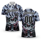 Custom Black-White Darts Scorpion Dartboard Performance Polo Shirt