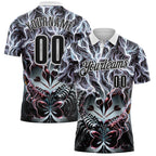 Custom Black-White Darts Scorpion Dartboard Performance Polo Shirt photo 1