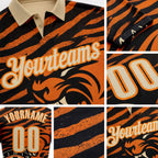 Custom Black Cream Orange-Bay Orange Darts Tiger Dartboard Performance Polo Shirt detail
