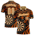 Custom Black Cream Orange-Bay Orange Darts Tiger Dartboard Performance Polo Shirt photo 1