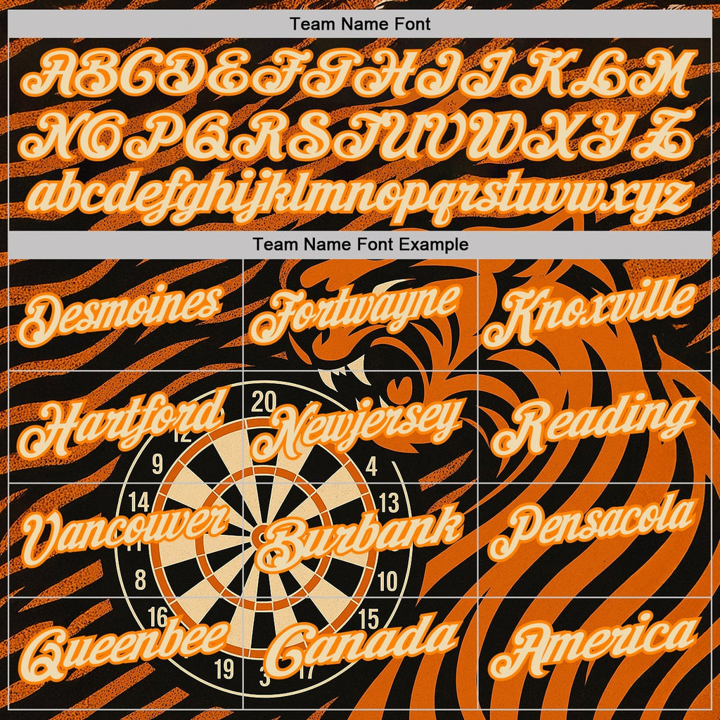 Custom Black Cream Orange-Bay Orange Darts Tiger Dartboard Performance Polo Shirt photo 3