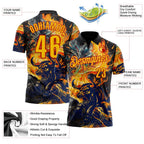 Custom Black Yellow-Red Darts Bull Fire Dartboard Performance Polo Shirt photo 3