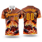 Custom Yellow-Red Darts Fire Scorpion Dartboard Performance Polo Shirt